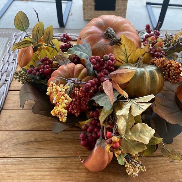 Nearly Natural Pumpkin, Artificial Fall Arrangement Candelabrum Decor - Picture 2 of 6